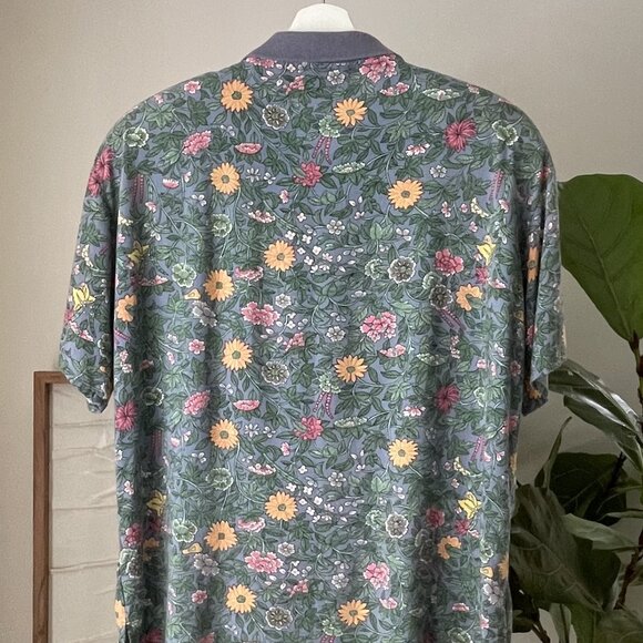 Women's Vintage 80's FORENZA Floral Button Front Polo Shirt Top Rayon Vtg Large - Picture 3 of 4